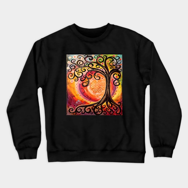 Swirly Tree of Life and Sun Crewneck Sweatshirt by Heartsake